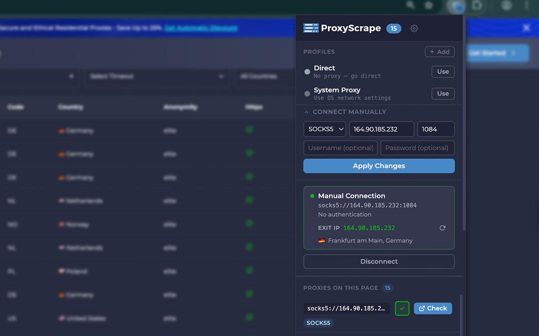 Proxy manager connect